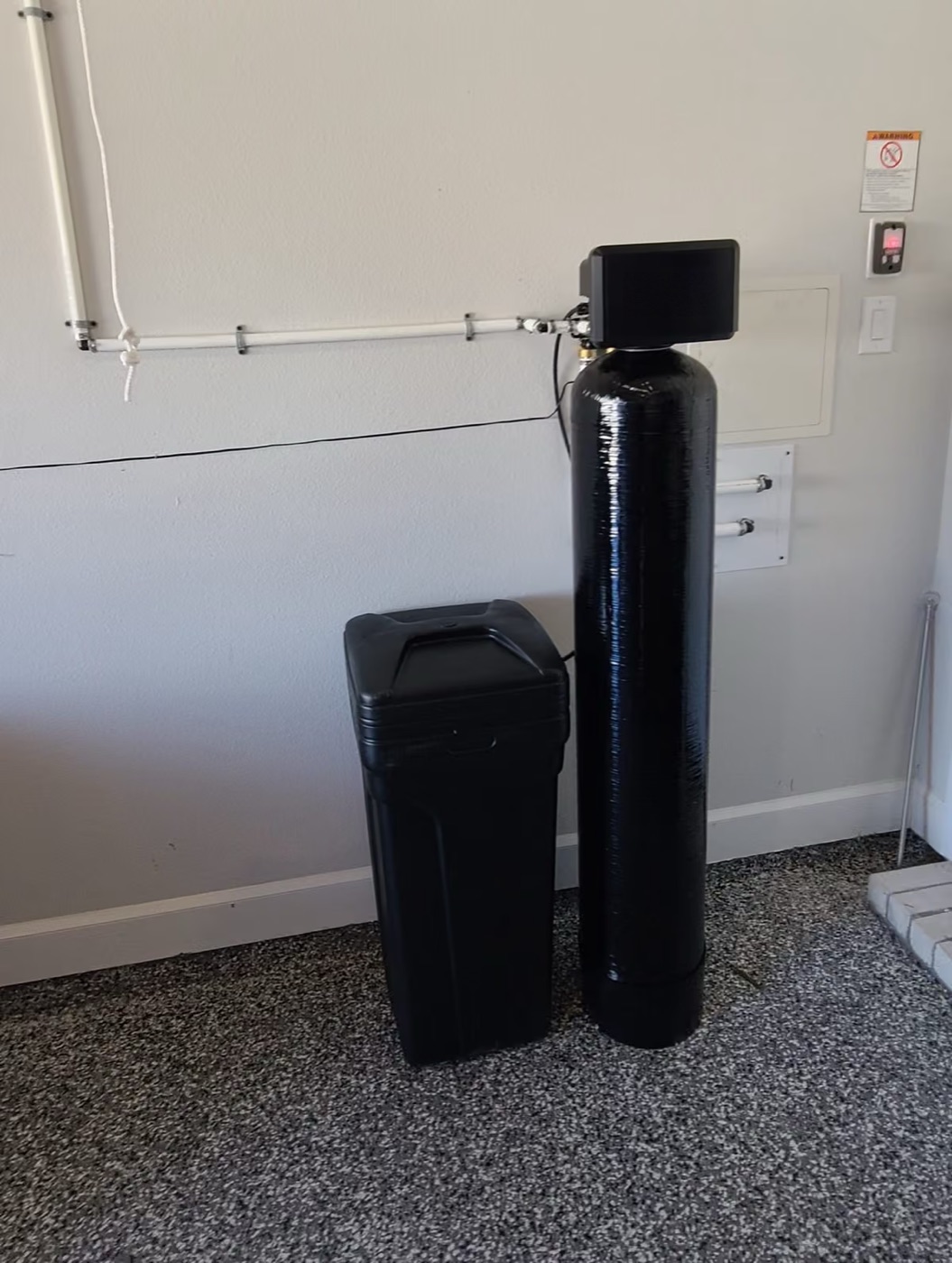 Softener and brine tank on a finished floor 2